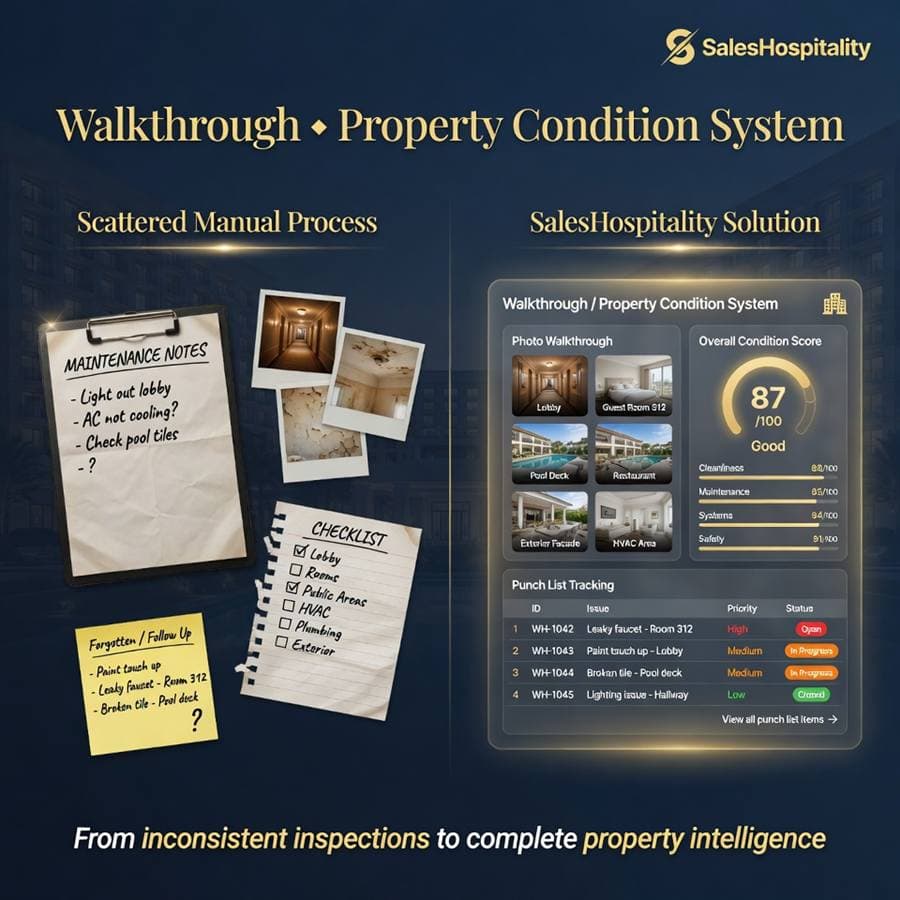 Property walkthrough notes and photos turned into a tracked property condition tool.